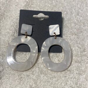 White Marbled Acrylic Dangle Earrings